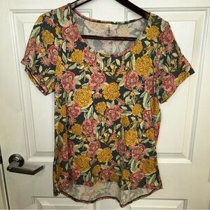 LuLaRoe Yellow and Pink Fitted Blouse